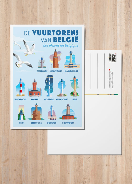 Postkarte Die Leuchttürme von Belgien